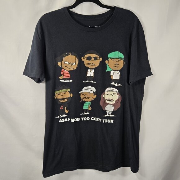 A$AP Mob Too Cozy Tour T-Shirt 2-Sided Concert Cartoon ASAP Rocky Size Large P3 - Picture 1 of 8